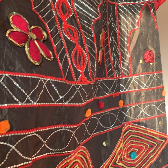 FESTIVE READY: CHOCOLATE BROWN silk kurta with tribal work. Lightweight. - Picture 6 of 12